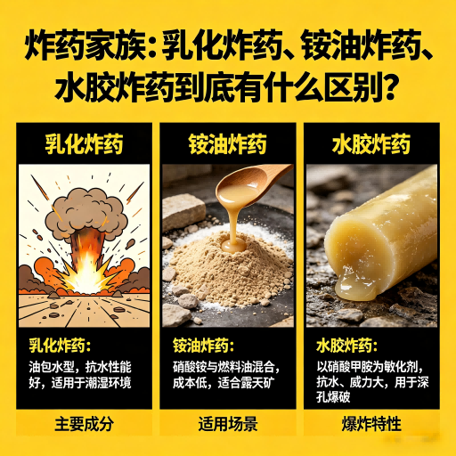 富源炸药家族：乳化炸药、铵油炸药、水胶炸药到底有什么区别？